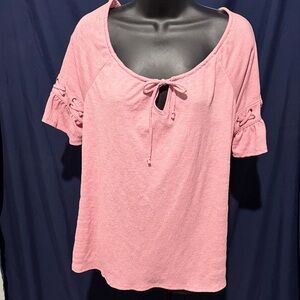 NAIF Soft Pink Lace-Up Blouse